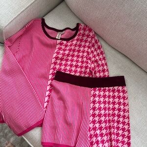Dolan Pink and Red Houndstooth Lounge Set